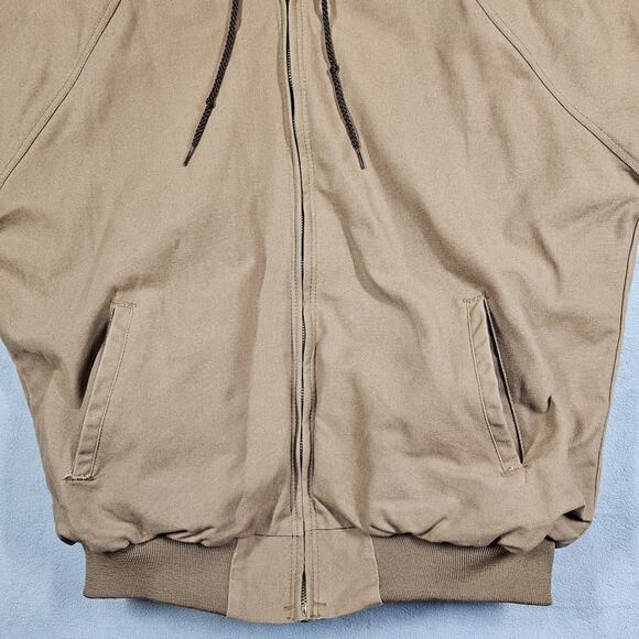 Vintage Red Kap Canvas Jacket Mens Large Hooded Full Zip Workwear Brown Tan Duck - Picture 2 of 13